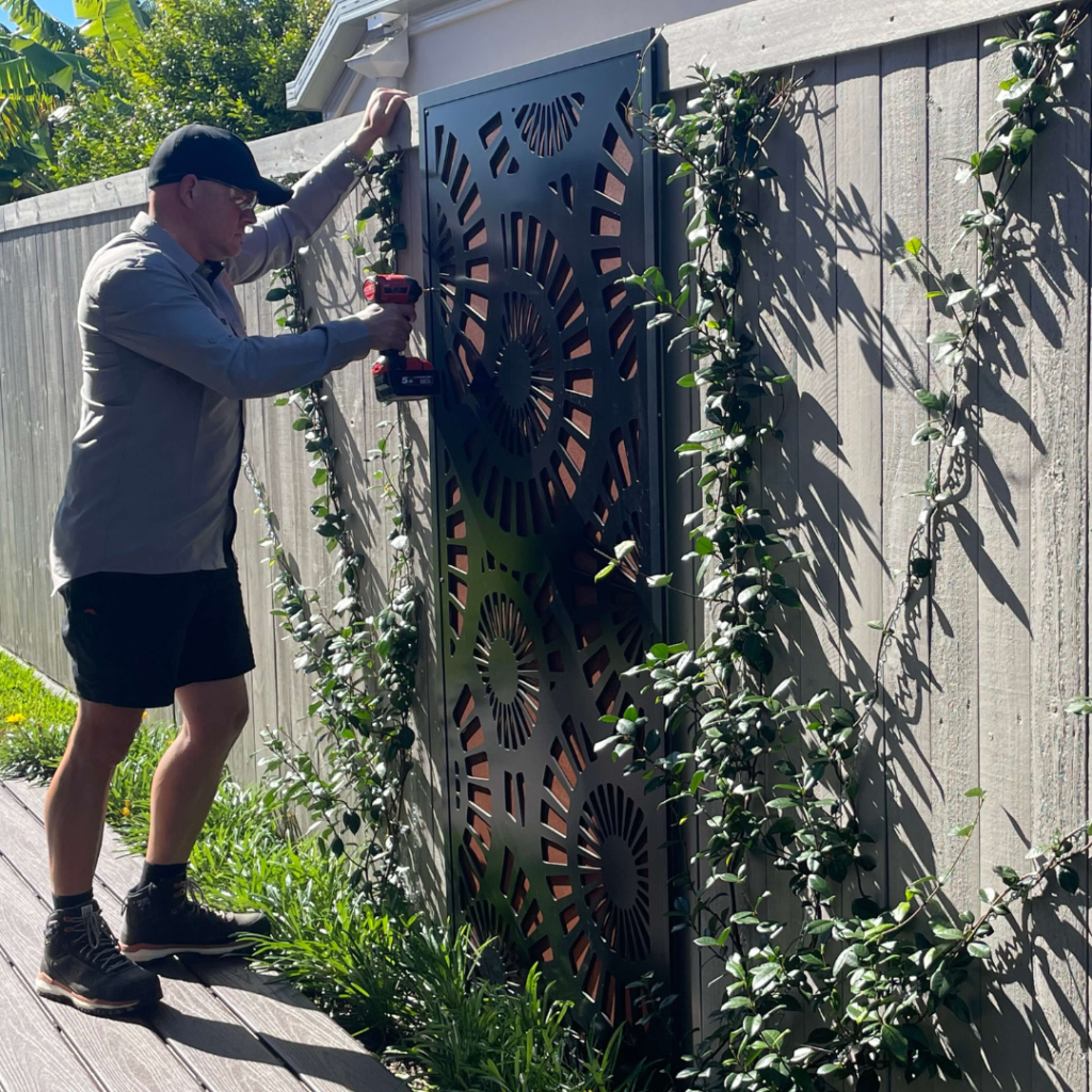 Drilling panel into fence